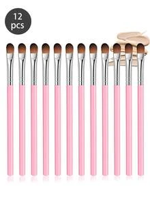 12支扁平遮瑕刷，小号遮瑕刷，眼部扁平化妆刷，用于遮瑕、晕染、定妆、抛光、上妆，多用途 - 彩色 - 查看 2