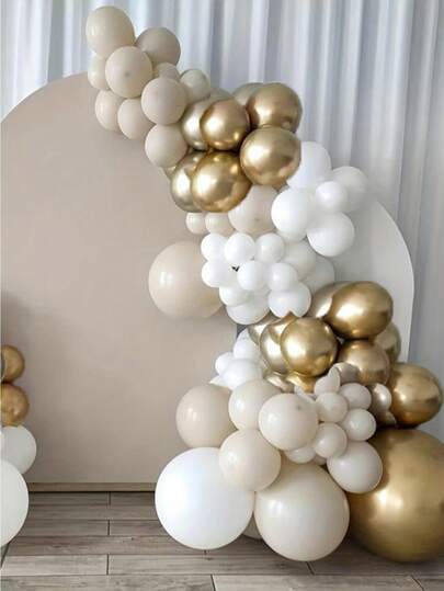 91pcs Cream Beige Balloon Arch Garland Kit Baby Shower Boy Girl Kids Birthday Party Decorations Rustic Wedding Engagement Balloons Set Christening Communion