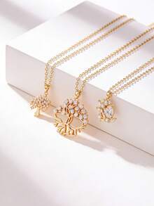 A Perfect Summer Accessory: A Vintage-Style, Minimalist Pendant Necklace For Women, Featuring An Intricate "Tree Of Life" Cutout Design And 14K Gold Plating. Crafted From 100% Copper, It Is Hypoallergenic And Gentle On The Skin-Plus, Copper Jewelry Is Known To Promote Better Sleep. Versatile Enough For Daily Wear And Commuting, This Piece Makes An Ideal Decorative Accent Or Gift For Special Occasions Such As Mother's Day And Easter. - Gold - View 2