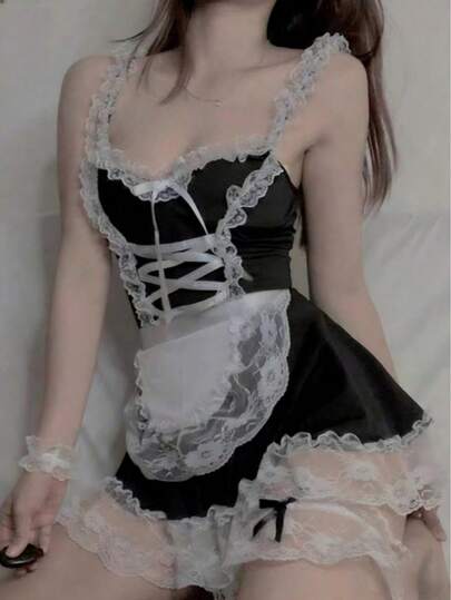 Sweet Sexy Lovely Maid Costume Outfit For Women, Cosplay Role Play Lingerie Dress, Valentine's Day Gift For Girlfriend, Fashion Party Wear, Comfortable Soft Sleepwear, Perfect For Cosplay, Valentine's Day, Night Party, Date Night, Bedroom Wear, Stage Performance, Photography, Holiday, Birthday Gift & Special Occasions