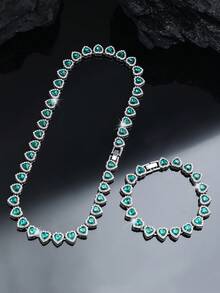 Set de 2 collares de cadena cubana redonda de 10 mm, chapado en blanco, estilo unisex hip hop, set de joyería de lujo, adecuado para el Día de San Valentín, cumpleaños, uso diario y fiestas - B - Ver 13