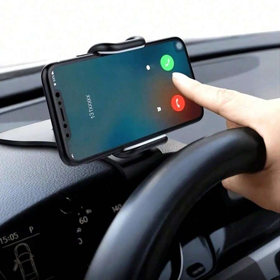 Car Phone Holder Mount, Dashboard Clip Mount With 360° Rotation, Single-Hand Operation & Anti-Slip Silicone Pad, Universal Car Phone Stand Compatible With All Smartphones For Driving & Navigation - Multicolor - View 1