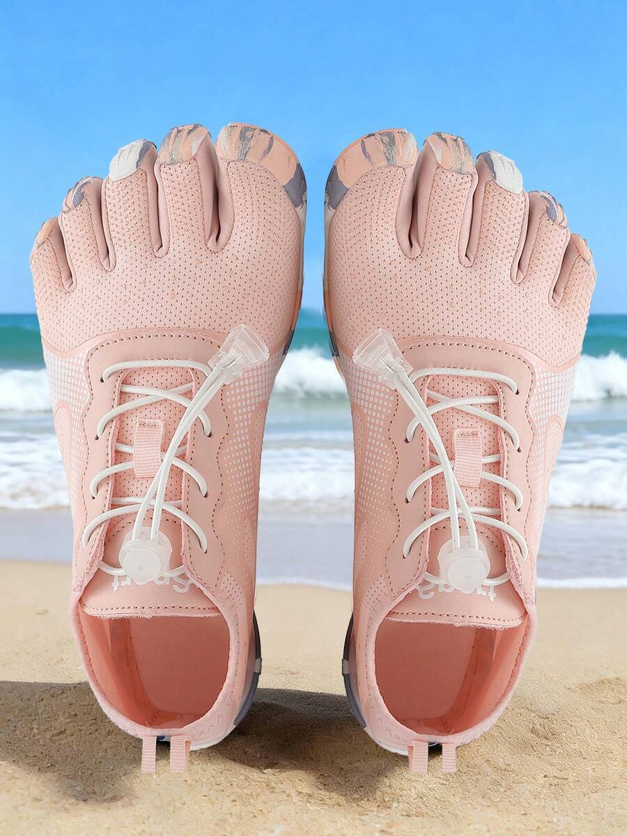 1 đôi giày năm ngón unisex, giày leo núi ngoài trời, giày bơi chống trượt, giày lội nước chống thấm nước, giày đi biển lưỡng cư. - Hồng - Xem 1