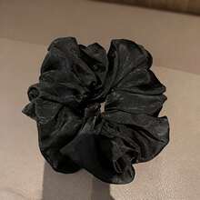 1pc Women's Cream White Fluffy Ruffle Embroidered Hair Scrunchie, Elegant Fairy Style For Date/Daily Wear - Beige - View 3