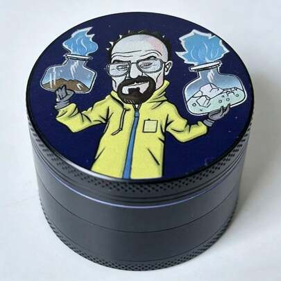 1pc Blue Flame Grinder | 4-Layer Manual Herb Grinder, Compact 50mm Durable Grinding Tool, Portable For Travel, Ideal Gift For Men And Women