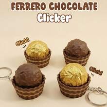 New Creative Chocolate Keychain - Cupcake Shaped Stress Relief Hanging Accessory - Finger Clicker Backpack Charm - Realistic Gold Foil Chocolate Shaped Squeeze Toy, Gift For Friends Birthday - Multicolor - View 2
