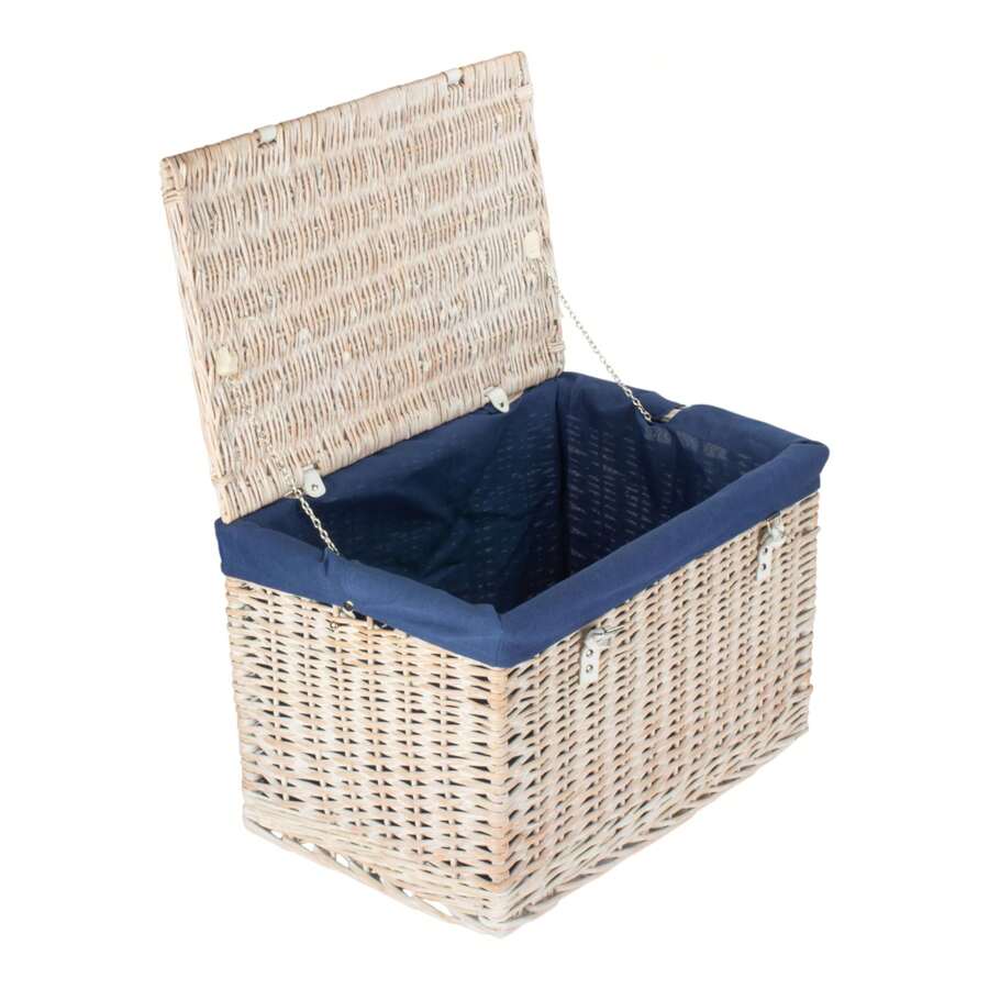 Red Hamper 60cm Whitewash Wicker Chest Picnic Storage Basket - 藏蓝色 - 查看 1