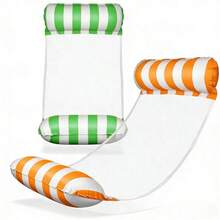 Bộ 2 chiếc võng nằm thư giãn bơm hơi dành cho người lớn - Chất liệu PVC bền, phao bơi bơm hơi có thể gấp gọn, họa tiết sọc, thích hợp cho các bữa tiệc bể bơi và quà tặng mùa hè. - 1 bộ - Xem 5