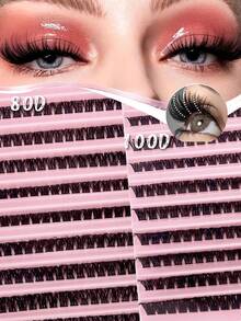 160/200簇睫毛嫁接，100D/80D D型卷翘，长度8-16毫米混合。提供自然稀疏和浓密两种款式。适合居家使用（新手友好，可重复使用）。 - 查看 1