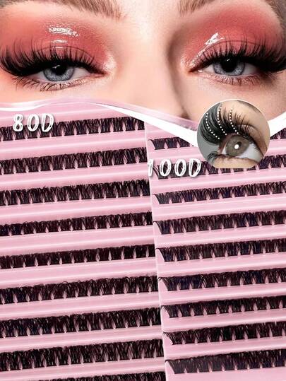 Bộ 160/200 sợi nối mi, độ cong 100D/80D D-Curl, độ dài hỗn hợp 8–16mm. Có sẵn kiểu tự nhiên thưa và dày. Thích hợp sử dụng tại nhà (thân thiện với người mới bắt đầu, có thể tái sử dụng).