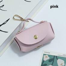 1pc Dog Waste Bag Holder, Small Leather Dog Poop Bag Dispenser, For Dogs - Pink - View 7