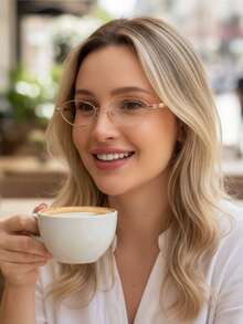 Women's Metal Cat Eye Eyeglass Frame - Vàng - Xem 2