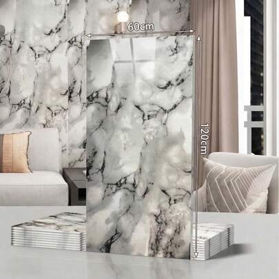 Panel Decorativo Tipo Mármol para Pared 30x60 cm | 10 Piezas | Flexible y Aislante Térmico