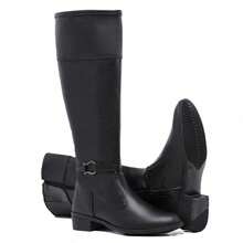 Women's High-Top Riding Boot With Texture, Classic Style, Elegant, Casual, Chic And Stylish, For Autumn/Winter - Black - View 5