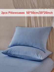 2pcs Sky Blue Jacquard Striped Pillowcase, Style Decorative Throw Pillow Cover Suitable For Sofa, Home Decor, Machine Washable, All Seasons, Great Gift, Pillow Insert Not Included - Blue - View 10