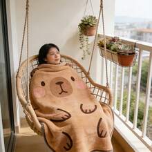 1pc Capybara Shaped Plush Blanket, Cute Capybara Throw Blanket, Warm For Autumn/Winter, Suitable For Sofa, Bed, Car, Office, Pets, Birthday Gift - Multicolor - View 6