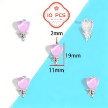 10/20pcs Random Pink Y2K Style Butterfly, Sun, Moon Enamel Pendant For DIY Necklace, Bracelet And Jewelry Making - Pink - View 4