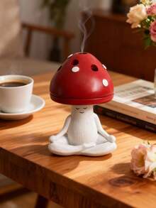 1pc Mushroom Shaped Resin Decor - Cute Ramadan Incense Burner & Ornament, Suitable For Dining Room, Living Room, Desk, Yoga And Meditation Space - Multicolor - View 1