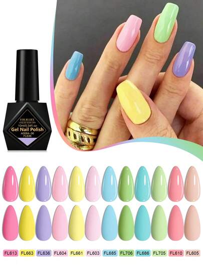  12Pcs/Set FOUR LILY 10ml Candy Series Gel Nail Polish, High Saturation Glossy Finish, Long-Lasting, Perfect For Salon & Manicures, Ideal Gift For Women, Nail Gel For Manicure, Salon Nail Gel, Playful Nail Design