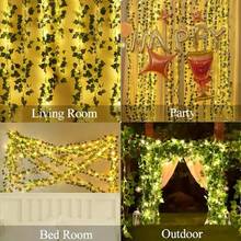 1PC, 90LED Fairy String Leaf LED Lights Ivy Vine Hanging Curtain Lights Artificial Garland 8 Lighting Modes USB Powered Green Plant Vine Lights For Bedroom Wall Garden Wedding Party Christmas Decor (Without Battery) - LED String Light - View 5
