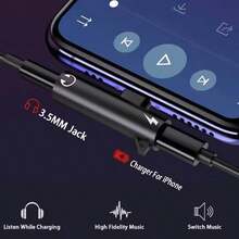 1 pieza Adaptador de audio versátil y minimalista de alta definición de Lightning a 3.5 mm Aux, Convertidor de carga y escucha 2 en 1, compatible con iPhone 11/12/13, Xr/X/7/8/Plus, Air, accesorio digital portátil - Blanco - Ver 4