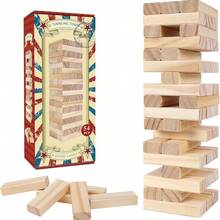 54pcs Classic Stacking Tower Game, Adult Tumbling Blocks, Fun Interactive Party Game, Ideal For Party And Family Game Night, Christmas, Halloween, Thanksgiving Gift - Multicolor - View 9
