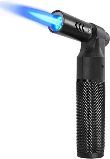 Luxgaze Butane Torch Kitchen Torch Lighter Refillable Big Jet Flame Mini Blow Torch Portable Crème Brulee Torch For Camping Grill Culinary Soldering Cooking Welding BBQ(Gas Not Included) Black