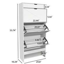 3-Drawer Shoe Cabinet, Made Of Wood, With A Sliding Shelf On Top, 2 Levels, White - White - View 2