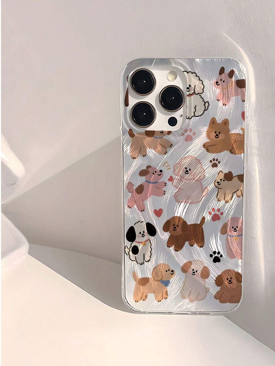 1pc Minimalist Dog Sketch Design Waterproof, Fingerprint-Resistant, Scratch-Resistant Transparent IMD Soft Glossy Smooth Phone Case, Suitable For Confession, Friends, Family, Couples, Birthday, Holiday Gifts, Compatible With IPhone 17/17 PLUS/17 PRO/17 PRO MAX - Multicolor - View 1