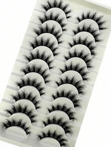 10 Pairs 5D Fluffy False Eyelashes, Natural Short Lashes, Create Natural Makeup Look - Black - View 6
