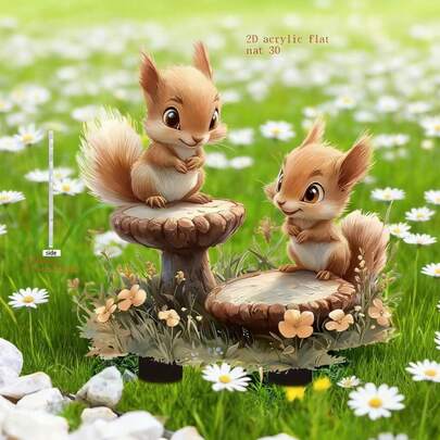 Cọc trang trí sân vườn in 2D hình động vật thu nhỏ, chống thấm nước và chống trầy xước, làm từ acrylic, vật dụng thiết yếu cho sân vườn.