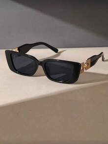 1 pereche de ochelari geometrici cu ramă retro din plastic și brațe interschimbabile, potriviți pentru călătorii în aer liber, decorativi la modă, accesorii de plajă, accesorii de plajă de bază pentru femei, îmbrăcăminte pentru femei de toamnă/iarnă, cadouri business casual, ținute elegante de vară pentru vacanță la plajă, călătorii în aer liber, ramă pătrată vintage - Multicolor - Vizualizare 2