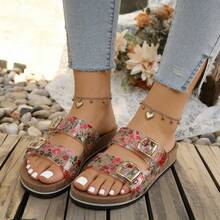Transparent Plum Blossom Print Soft Bottom Slippers, Casual & Fashionable Sandals, Adjustable Strap, Slip-On, Flat Slides, Suitable For Teenagers, Couples, Women, New Arrival, Outdoor, Sports, Beach Shoes, Soft Sole & Upper, Suitable For Party, Office, Lightweight, Elegant, Minimalist, Comfortable, Casual, Party, Daily, Travel, Wedding, Camping, Pride, Essential For Summer & Autumn, Gift, Sexy, Outdoor, Retro Design, Slip-On, Women, Shoes - Transparent Rose - View 3
