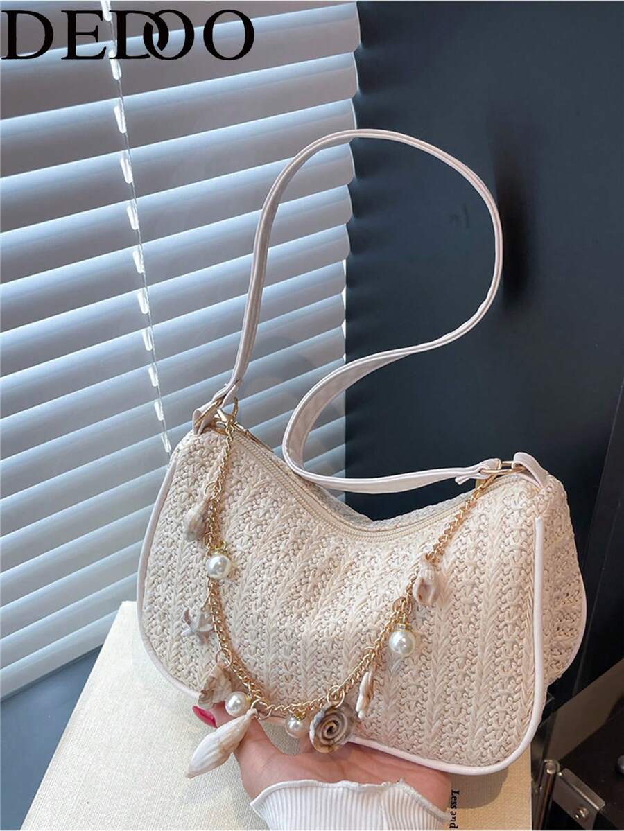 Dedoo Bag Handbag Korea 2025 New Woven Underarm Bag Women's Straw Baguette Bag Joker Retro Shoulder Bag Portable Handbag