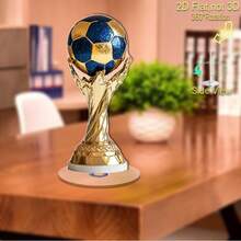 2D Rotating Acrylic Trophy - Gold Football Design, Blue & Gold Inlay, 360° Rotating Base, No Power Needed - Shiny Award For Football Fans, Sports Events, Room Decor And Fan Gifts (Classic Style) - 1PC - View 5