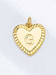 1件18K镀金不锈钢字母项链，带登山扣吊坠，字母爱心吊坠项链，DIY字母饰品，送给她的礼物 - 金色 - 查看 32