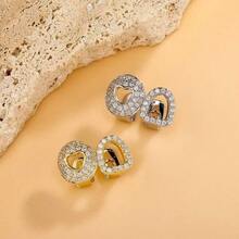 1 Set Hollow Heart Zirconia Combination Fang Tooth Zirconia Fang Tooth Decor, Unisex Hip Hop Accessories, Carnival Decoration - Multicolor - View 4