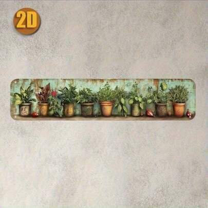 1pc 2D Flat - Vintage Iron Art Wall Decor - 2D Potted Plant Design, Indoor Garden Decoration, Suitable For Home And Office, No Electricity Needed, Garden Metal Ornament, Classic Style, Retro Texture