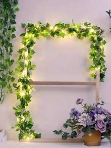 1pc 2m/6.56ft, 5m/16.4ft, 10m/32.8ft Solar Powered Green Leaf Vine Lights, Outdoor LED Green Leaf Lights, Ivy Fairy Lights, Suitable For Living Room, Bedroom, Patio, Shop, Bar, Wedding, Garden, Wall, Yard, Party Decor, Autumn Decor, Home Decor, Outdoor Decor - Solar-powered Green Leaf String Lights - View 10