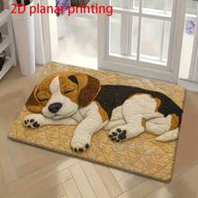 1pc Cute Sleeping Dog Pattern Doormat, Soft Color, Delicate Printed Floor Mat, Suitable For Bedroom, Kitchen, Dining Room, Bathroom And Other Occasions, Foldable And Washable, Home Decor Area Rug - Multicolor - View 3
