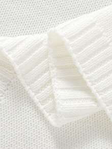 1pc 3D Floral Embroidery Baby Knit Blanket, 100% Cotton Infant Swaddle Wrap, All Season Stroller Quilt - White - View 7