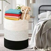 Cestas Almacenaje Cuerda de Algodón con AsasCesta Lavandería de Cuerda Tejida Multiusos Juguetero Practico Guardar Ropa Mantas y Juguetes Para Lavandería Dormitorio y Salón 65 L (blanco) - Blanco - Ver 5