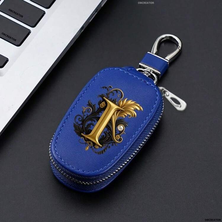 26 Letters PU Black Car Key Fob Protector | Stylish Black, Coffee, Brown, Blue Key Case With Zipper & Keychain, Perfect Gift For Men, Valentine'S Day Gift,Perfect Father's Day Gift, A Gift Full Of Love, Creative Gift For Men, Fun Gift, Dad Gift, Gift Idea - Multicolor - View 108