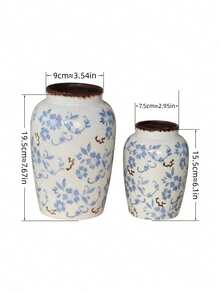 Cabin Kangaroo 新款中式青花陶瓷花瓶，复古裂纹釉花瓶，客厅玄关装饰，禅意干花花瓶，精品茶室软装，桌面花架，手工裂纹釉青花陶瓷花瓶，复古做旧中式花瓶，客厅电视柜装饰，干花鲜花花瓶 - 多色 - 查看 4