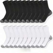 60双/50双装男士舒适运动中筒袜，适合户外和日常穿着，四季皆宜，白色抗菌防臭吸湿加厚运动袜 - 彩色 - 查看 50
