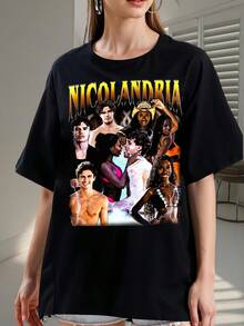 Camiseta retrô Nicolandria anos 90, camiseta para fãs do reality show Love Island com Nic Olandria, presente para homens e mulheres, camiseta estampada 2183 - Feita de puro algodão, é macia e respirável, adequada tanto para homens quanto para mulheres. É uma camiseta casual adequada para todas as estações e uma lembrança estilosa. Ideal para uso diário, entusiastas da moda urbana e amantes da música. - Preto - Ver 6