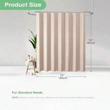 Cortina de Baño para DuchaCortina de Ducha Tipo Gofre con 12 Ganchos ortina de Regadera de Tela de Algodón Mezcla para Cabina de Ducha de Bañera Resistente al Agua - 180 x 180cm Rosa - Rosa - Ver 3
