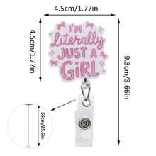 1pc Cute Acrylic Badge Reel Holder - Retractable ID Clip For Nurses, ABS Material Badge Holder With Swivel Alligator Clip,School Supplies,Back To School - Cute - View 2
