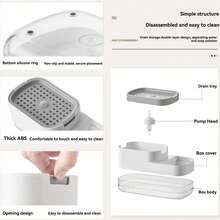 厨房洗碗神器，按压式洗洁精泡沫器，多功能皂液器和清洁用品收纳架 - A - 查看 4