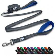 Heavy Duty Dog Leash for Medium and Large Dogs - 6 ft Long Double Handle Leash with Padded Traffic Control Handles and Bag for Comfort - Reflective Durable and Weather Resistant Blue - Azul - Ver 8
